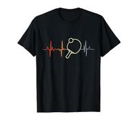 Table Tennis Heartline Ping Pong Heartbeat Value Graphic T-Shirt, Men, Black, S