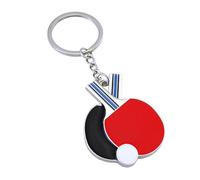 Table Tennis Keychain - Zinc Alloy Pong Keyring | Table Tennis Racket Design Sports Keychain Pendant | Chic Bag Ornament, Wear-Resistant, Stylish Pong Racquet Bat Keychain Key Holder