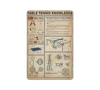 Table Tennis Knowledge Poster Metal Tin Sign Art Wall Plaque Decor Vintage Retro Sign Iron Painting Aluminum Sign for Home Decor Bar Shop Men Cave Outdoor Garage Indoor 12"x8"