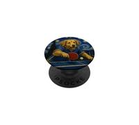 Table Tennis Player Golden Retriever Art Ping Pong Dog PopSockets Adhesive PopGrip