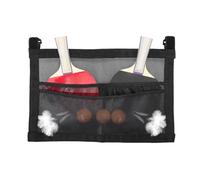 Table Tennis Racket Bag, Mesh Bag Under the Table with Large Capacity and Divided, Racket Bag with Attachment Straps for Playroom, Home, Club, Gym, Wall, Wardrobe