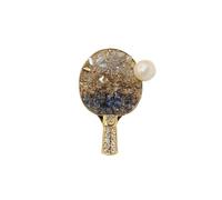 Table Tennis Racket Brooch Pin for Women Crystal Rhinestone Sports Lapel Pin Trendy Sport Ball Brooches Backpack Hat Bags Accessory Jewelry