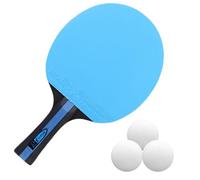 Table Tennis Racket, High-Elasticity Ping Pong Paddle with Ergonomic Non-Slip Handle, Shock-Absorbent Poplar Wood Blade for Beginner to Intermediate Players (Blue)