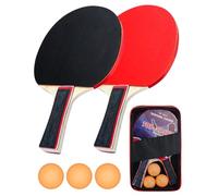 Table Tennis Racket, Table Tennis Set, Ping Pong Kit for Adults and Children, 2 Table Tennis Racket with 3 Balls 1 Carry Bag, for Athletes Training Leisure Hobbies Experts