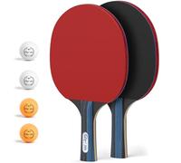 Glymnis Ping Pong Paddles Set of 2 with 4 Balls, Table Tennis Paddle Set with Storage Case, Portable Ping Pong Rackets for Indoor Outdoor Games