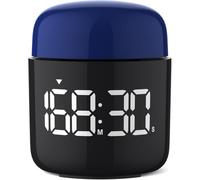 Table Timer Stopwatch, Large Led Display, Simple Manual Rotation Count Down & Up, Adjustable Volume & Brightness, Easy for Kids, Vintage No Ticking Time Management Clock, Loud Alarm or Silent (Blue)