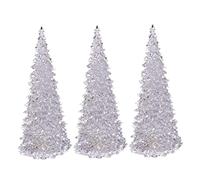 Table Top Christmas Tree, 3Pcs Lighted Christmas Tree Colorful LED Acrylic Table Top Trees Holiday Decoration Set of 3 Light Up Glitter Tabletop Figurine, Decor