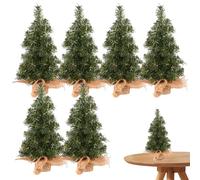 Table Top Christmas Tree, Mini Christmas Tree 6PCS 11.8 Inch Small Christmas Tree with Linen Base Miniature Artificial Pine Tree for Table Desk Christmas Decoration