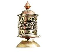Table Top Copper Brass Tibetan Buddhist 8 Lucky Symbols Prayer Wheel