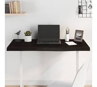 Tabletop Dark Brown 100x60x2 cm Solid Oak Wood Live Edge Untreated Rustic Smooth