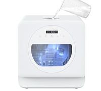 Table Top Dishwasher, Countertop Dishwasher with 6+1 Programmes, Mini Portable Dishwashers with 5L Water Tank, 24H Delay, Dual Water Supply, Air Dry for Apartment, Dorms, RVs