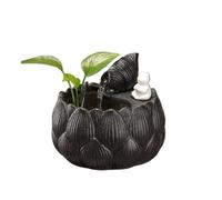 table top fountains indoor Zen Water Fountain Ceramic Tabletop Decor for Tea Room Office Wealth Flow(Black)