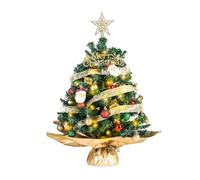 Table Top Mini Christmas Tree with Lights,17.7 Inch Small Christmas Star Tree Battery Operated Artificial Tree for DIY Christmas Decoration Gifts (Green)
