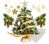 Table Top Mini Christmas Tree with Lights, 17.7 Inch Small Christmas Star Tree with 26Pcs Christmas Tree Ornaments, Battery Operated Artificial Tree for DIY Christmas Decoration Gifts