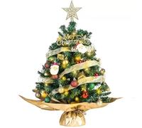 Table Top Mini Christmas Tree with Lights, 23.6/15.8-inch small Christmas star tree with 25 Christmas tree decorations, battery powered, artificial tree, DIY Christmas decoration gift. (23.6 inches)