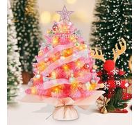 Table Top Mini Christmas Tree with Lights, Fibre Optic, Battery Operated Artificial Tree for DIY Christmas Decoration Gifts, 23.62 in (C)