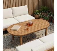 Table Top Oval Solid Teak Premium 100 x 50 cm Natural Brown Indoor/Outdoor Ready