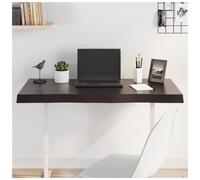 Table Top Solid Oak Dark Brown Live Edge 100x40x6 cm Untreated Wood Handmade Set