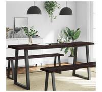 Table Top Solid Oak Dark Brown Live Edge 180x60x4 cm Untreated Wood Handmade XXL