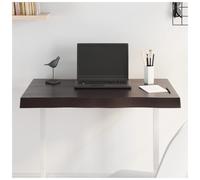 Vidaxl Table Top Dark Grey 80X50X2 Cm Treated Solid Wood Oak Live Edge, Brown