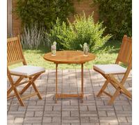 Table Top Solid Teak 80cm Round 2.5cm Thick Natural Wood Slatted Top Fine Sanded