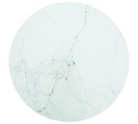 vidaXL Table Top White Ø40x0.8 cm Tempered Glass with Marble Design
