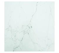 Table Top White 50x50 cm 6mm Tempered Glass Marble Design Square Tabletop Clear