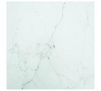 Table Top White 60x60 cm Tempered Glass 6 mm Marble Design Square Dining Indoor