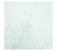 Table Top White 80x80cm Tempered Glass 6mm Marble Design Square Durable ClearTop