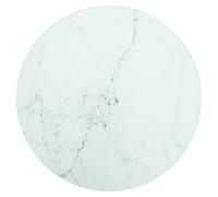 Table Top White Tempered Glass Marble Design Ø30cm x 0.8cm Durable Clear Elegant
