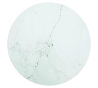 Table Top White Tempered Glass Marble Design Round Ø90x1 cm Durable Scratchproof