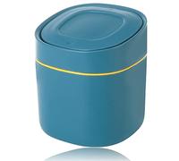 Table Trash Can, Mini Cosmetic Bin, Desk Bin with Lid, Portable Lid Removable, for Kitchen, Bathroom, Office, Blue