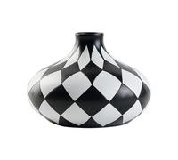 Table Vase - Resin Checkered Decoration for the Home | Round Vase for Floral Arrangement, for Kitchen, Living Room, Office, Bathroom, Window, Hallway, Desk Shelf