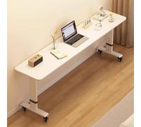 Table Wheels 47.2/59In sit Stand Desk, Modern Computer Table, Ergonomic Adjustable Desk, Modern Over Bed Desk, for Small Spaces Home (White L150 x W60 x H68103Cm), White, L150 * W50 * H6810, JYLSSKU