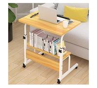Table Wheels Bedside Desk Cshaped Base Laptop Desk Home Office Adjustable Lap Table Laptop Computer Stand Bedside Table Portable Side Table for Bed Sofa Portable Computer Des, Oak, Three La, JYLSSKU