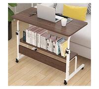 Table Wheels Bedside Desk Cshaped Base Laptop Desk Home Office Adjustable Lap Table Laptop Computer Stand Bedside Table Portable Side Table for Bed Sofa Portable Computer Des, Oak, Three La, JYLSSKU