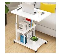 Table Wheels Bedside Desk Cshaped Base Laptop Desk Home Office Adjustable Lap Table Laptop Computer Stand Bedside Table Portable Side Table for Bed Sofa Portable Computer Des, Oak, Three La, JYLSSKU