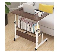 Table Wheels Bedside Desk Cshaped Base Laptop Desk Home Office Adjustable Lap Table Laptop Computer Stand Bedside Table Portable Side Table for Bed Sofa Portable Computer Des, Oak, Three La, JYLSSKU