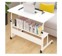 Table Wheels Bedside Desk Cshaped Base Laptop Desk Home Office Adjustable Lap Table Laptop Computer Stand Bedside Table Portable Side Table for Bed Sofa Portable Computer Des, Oak, Three La, JYLSSKU