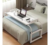 Table Wheels Table Computer Laptop Table, Bedside Table with 4 Wheels Adjustable 115210Cm Standing Workstation Food Tray Desk Laptop Cart Bed Tables for Home Bedroom, Wood, a, JYLSSKUK, White, a