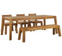 Beliani Garden Dining Set 6 Seater Livorno Acacia Wood Brown