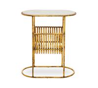 Table With Magazine Rack, Storage Round Table, Versatile Bedside Table, White Marble Topped Nesting Table Premier Housewares Gold One Size