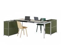 Table with storage elements USM Haller olive green - USM LOOK BOOK 55_36