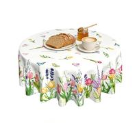 Tablecloth, 178 cm Washable Spring Decoration Flowers Tablecloth Round Table Linen for Home Dining Room Country House Style Indoor Outdoor Party Holiday Decoration