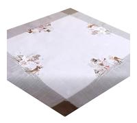 Tablecloth 85 x 85 cm Embroidery "Snowman" Grey White Silver Christmas Tablecloth Christmas Decoration Table Decoration
