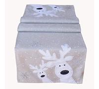 Tablecloth 85 x 85 cm Light Grey White Silver Funny Elk Reindeer Tablecloth Christmas Decoration Christmas Tablecloth