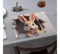 Tablecloth A Cute Rabbit Peeks Out Of A Hole In The Wall. Dining Place Mats Spring Placemats Modern Farmhouse Decor(1PCS)