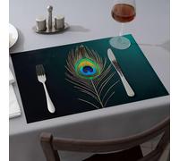Tablecloth A Vibrant Peacock Feather Against A Dark Background Dining Place Mats Premium Kitchen & Dining Home Decor(6PCS)
