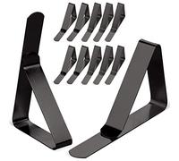 Tablecloth Clips Black - 12 Pack Stainless Steel, Rust Proof & Non-Slippery Table Cloth Holding Clip - Perfect for Restaurants, Picnic, Party, Outdoor Dining - Fits Up to 1.8 Inch Thick Table
