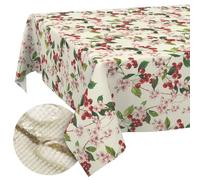 Tablecloth, Fabric, Washable, Easy Care, Lotus Effect, Dirt and Water-Repellent for Indoor and Outdoor Use, 200 x 140 cm, Cut Edge, Cherry